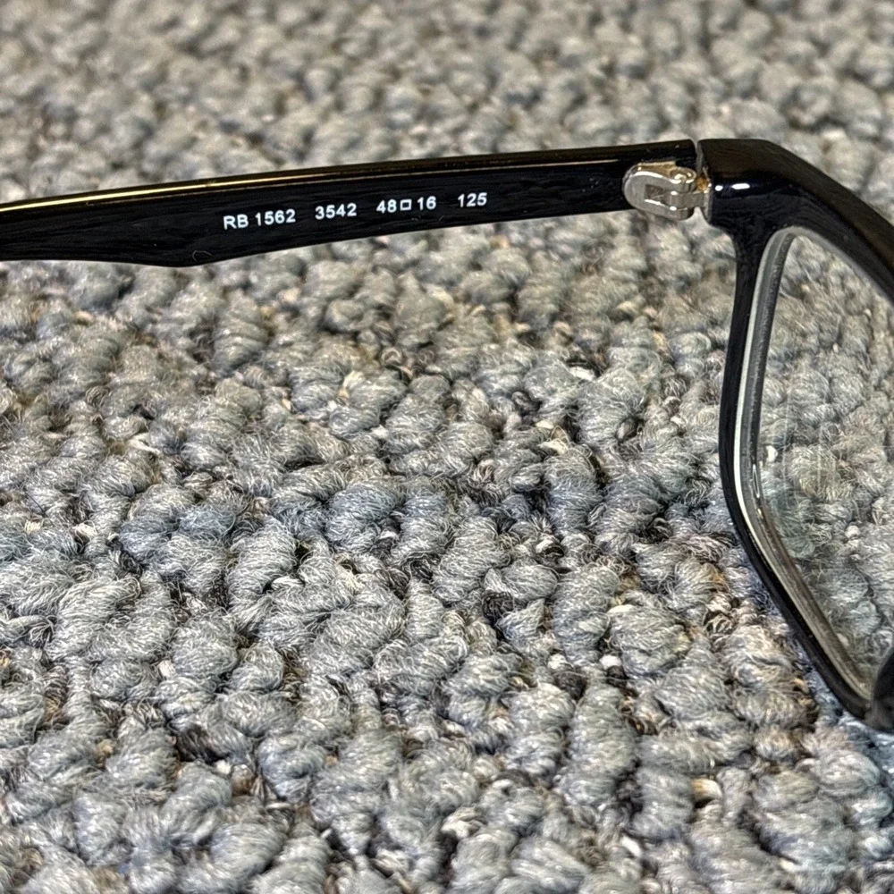 Ray-Ban Eyeglasses RB 1562 3542 Glossy Black Rectangular Frame Only 48-16-125